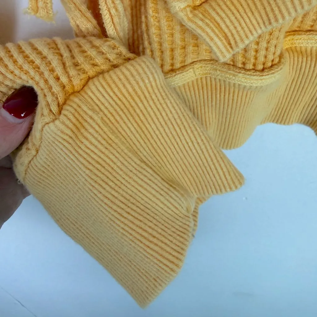 Free People Interlaken Cropped Thermal Waffle Knit Long Sleeve Top Size Small S - Image 8