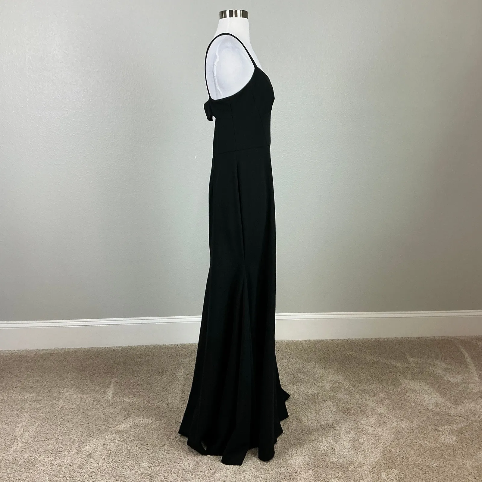 Vera Wang Backless Cut Out A-Line Long Evening Gown Black Size 4 Formal Dress - Image 6