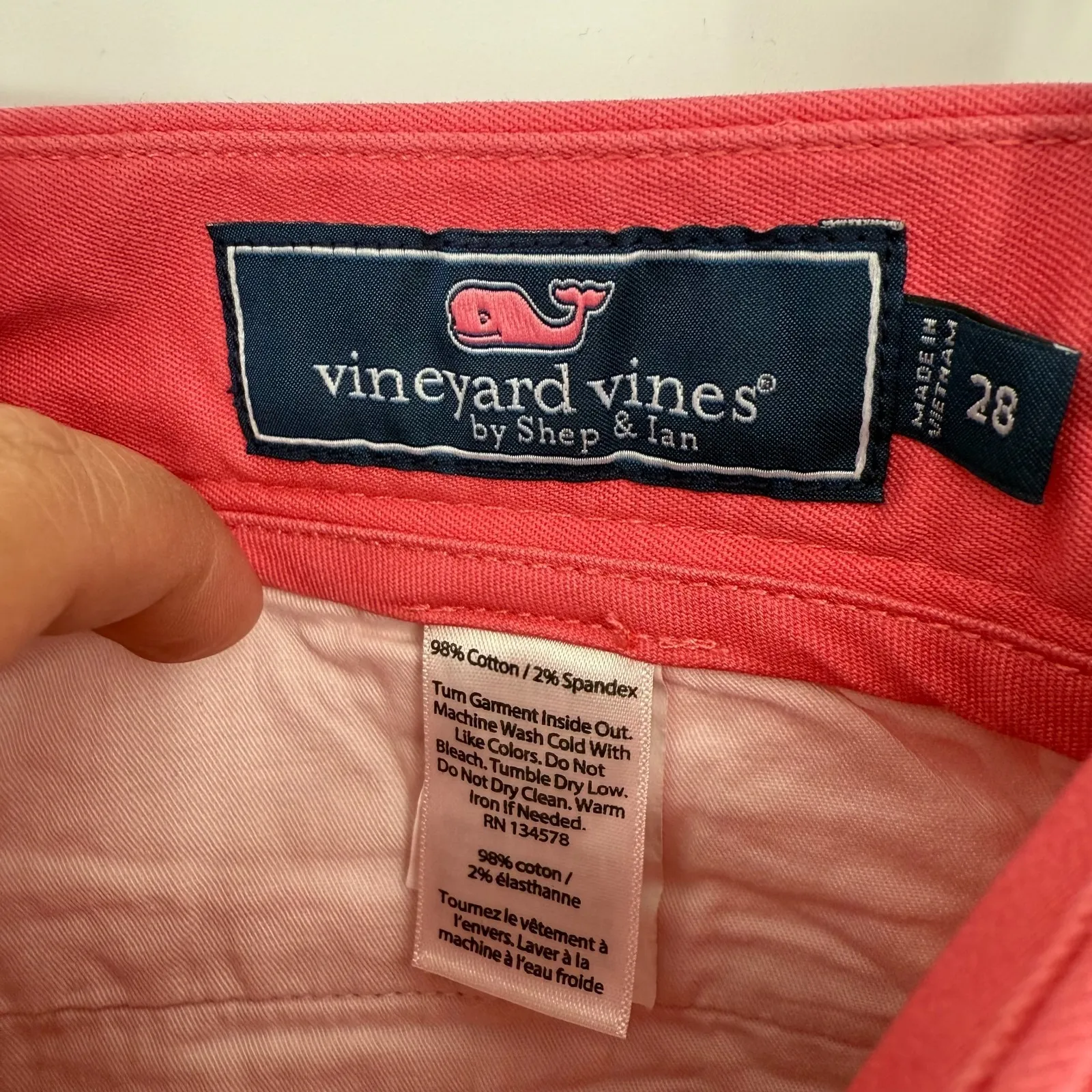 Vineyard Vines Chino Shorts Womens 28 Coral Red Cotton Stretch Outdoor‎ Logo - Image 5