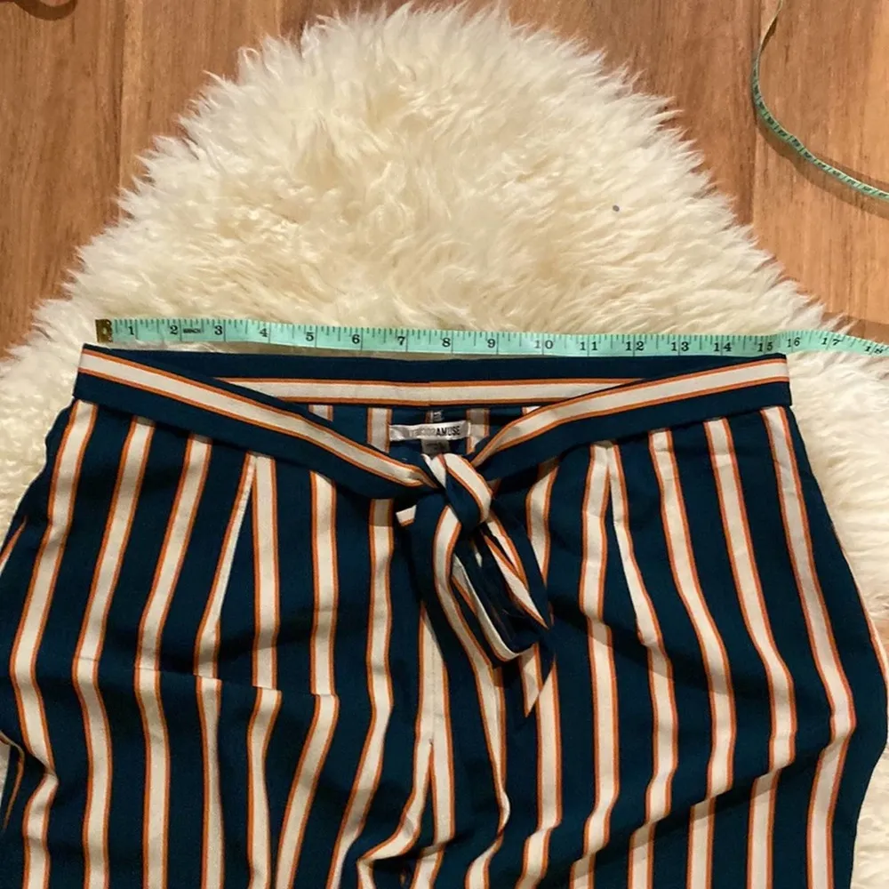 Amuse Society Vertical Striped Wide Leg Tie Front Pants EUC Sz S Polyester - Image 48