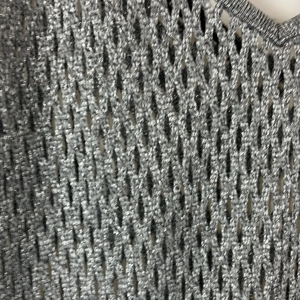 Zara silver net knit cropped top woman’s size small - Image 3