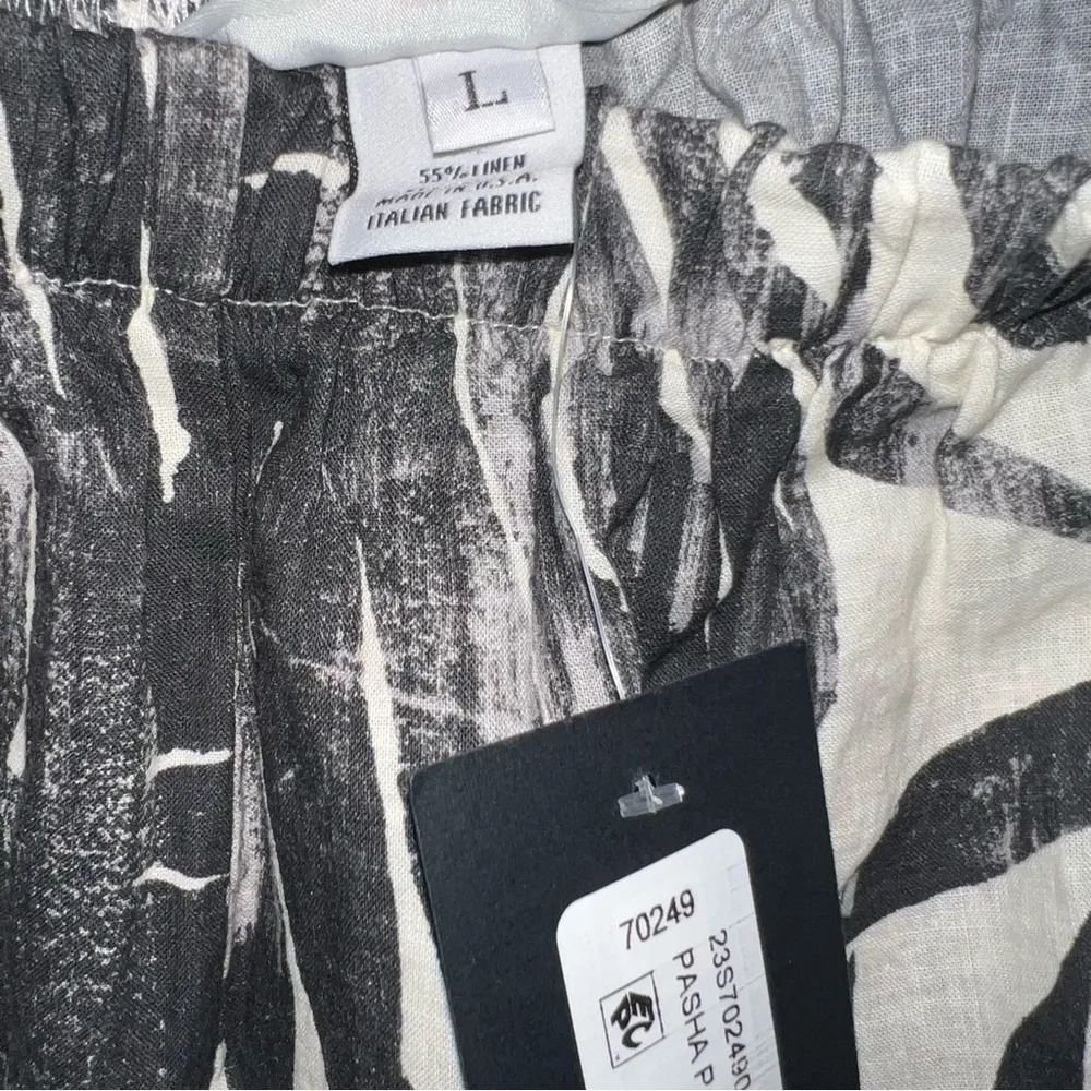 Bryn Walker Pasha Linen Cotton Palma Nera Print Wide Leg Cropped Pants - Image 6