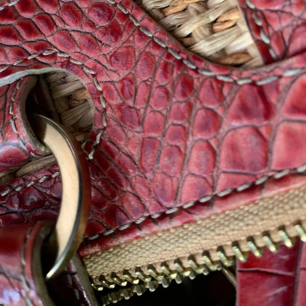 RARE🔥Authentic BRAHIM vintage croc leather zip top shoulder bag - Image 5