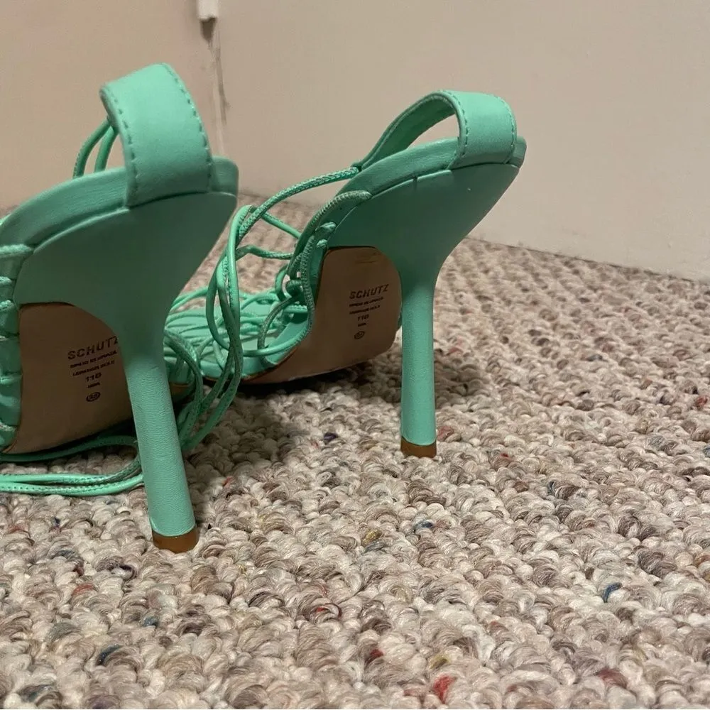 NWT SCHUTZ Heyde Gladiator Ankle Wrap Square Toe Heel Sandals- Size 11 - Image 7