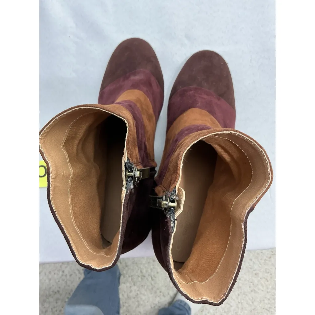 Womans Urban Outfitters Ankle Boots 8 Multicolor Patchwork Side Zip Block Heel - Image 6