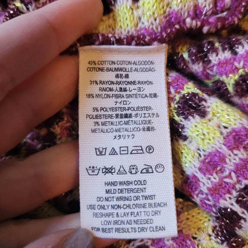 Free People Purple and Yellow Short Sleeve Sweater Dress - Image 11