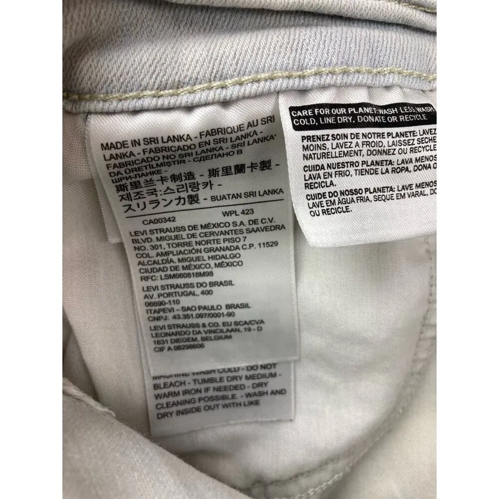 *Levi Strauss High Rise Shorts Womens Size 28 Light Blue Raw Hem Casual Stretch - Image 4