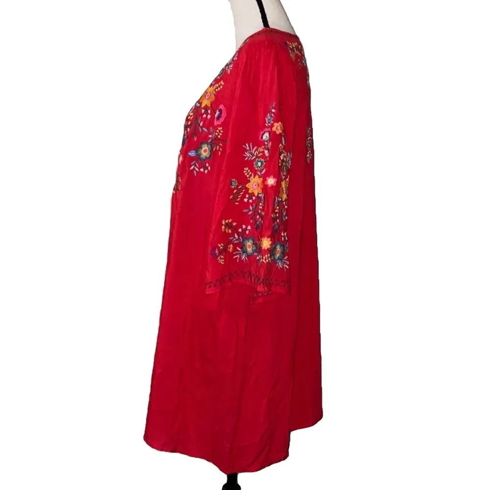 UMGEE tie front red dress floral print size small - Image 4