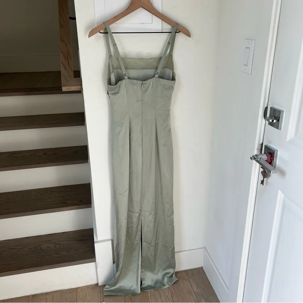 NWT Reformation Vesper Satin Maxi Dress in Salvia Green - Image 4