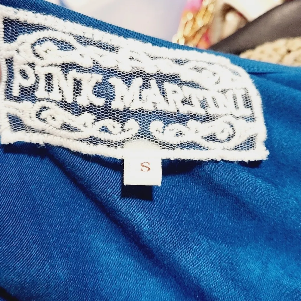 PINK Martini Dress Turquoise Top With Green Bird Design Bottom Gorgeous Size S - Image 10