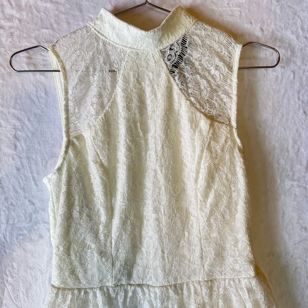 Cream Lace High Neck Sleeveless Dress Dropped Waist ModCloth Trixxi Fairy Boho - Image 2