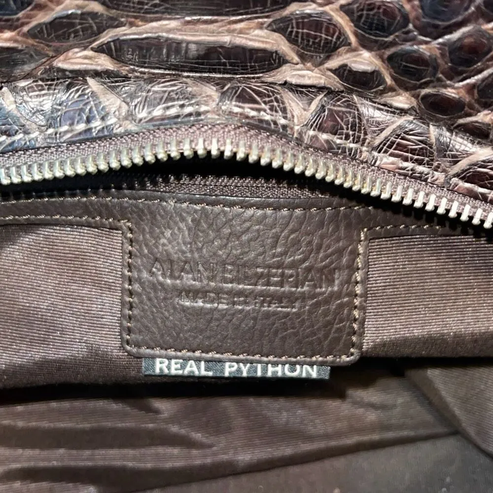 Alan Bilzerian‎ Womans Embossed Real Python Leather Shoulder Bag Chocolate OS Brown - Image 6