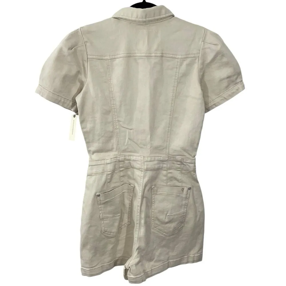 NWT Anthropologie The Kit Utility Romper by Pilcro in Neutral Cream Beige Size 2 - Image 5