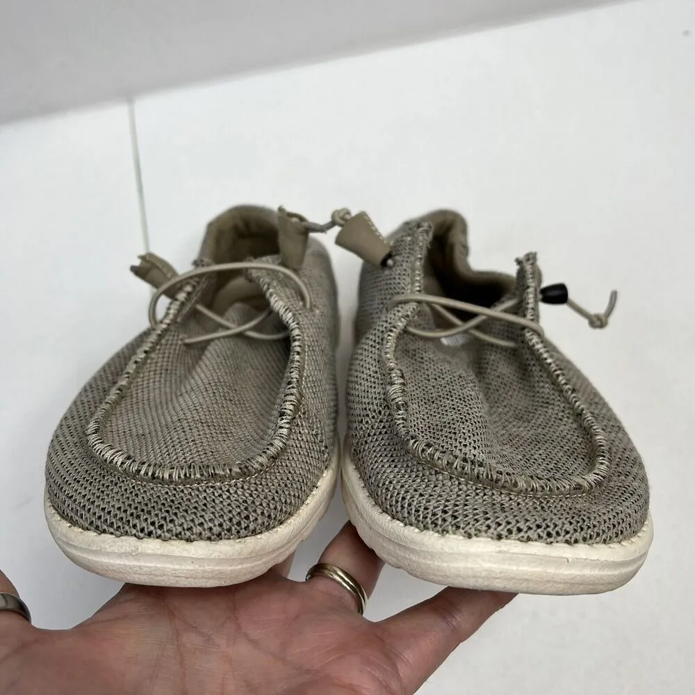 Hey Dude Size 8 Wendy Loafers Sox Beige Knit Slip On Shoes Lightweight Women’s - Image 12