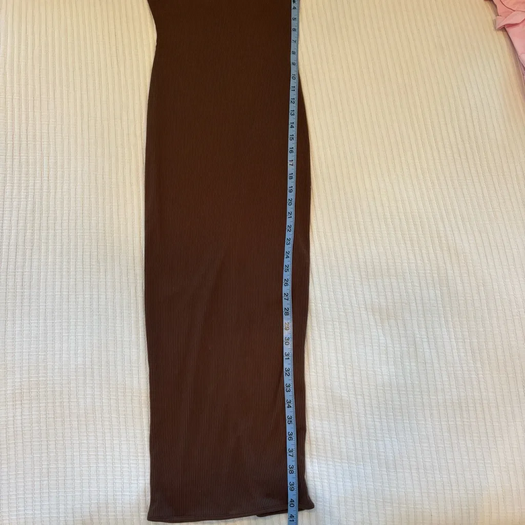 PrettyLittleThing Chocolate Brown Ribbed Racer Back Midi Dress NWT Size US 2 - Image 10