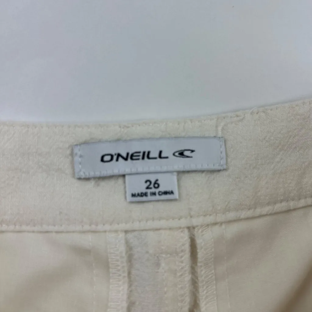 O'Neill Cream Linen Blend Button Fly Relaxed Leg Pant 26 - Image 4