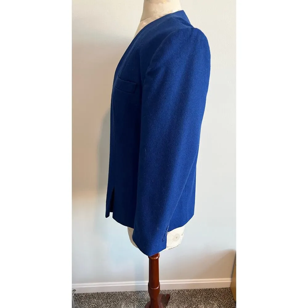 Sasson Women's Royal Blue Wool Blend Blazer Size 8/9 - Image 3