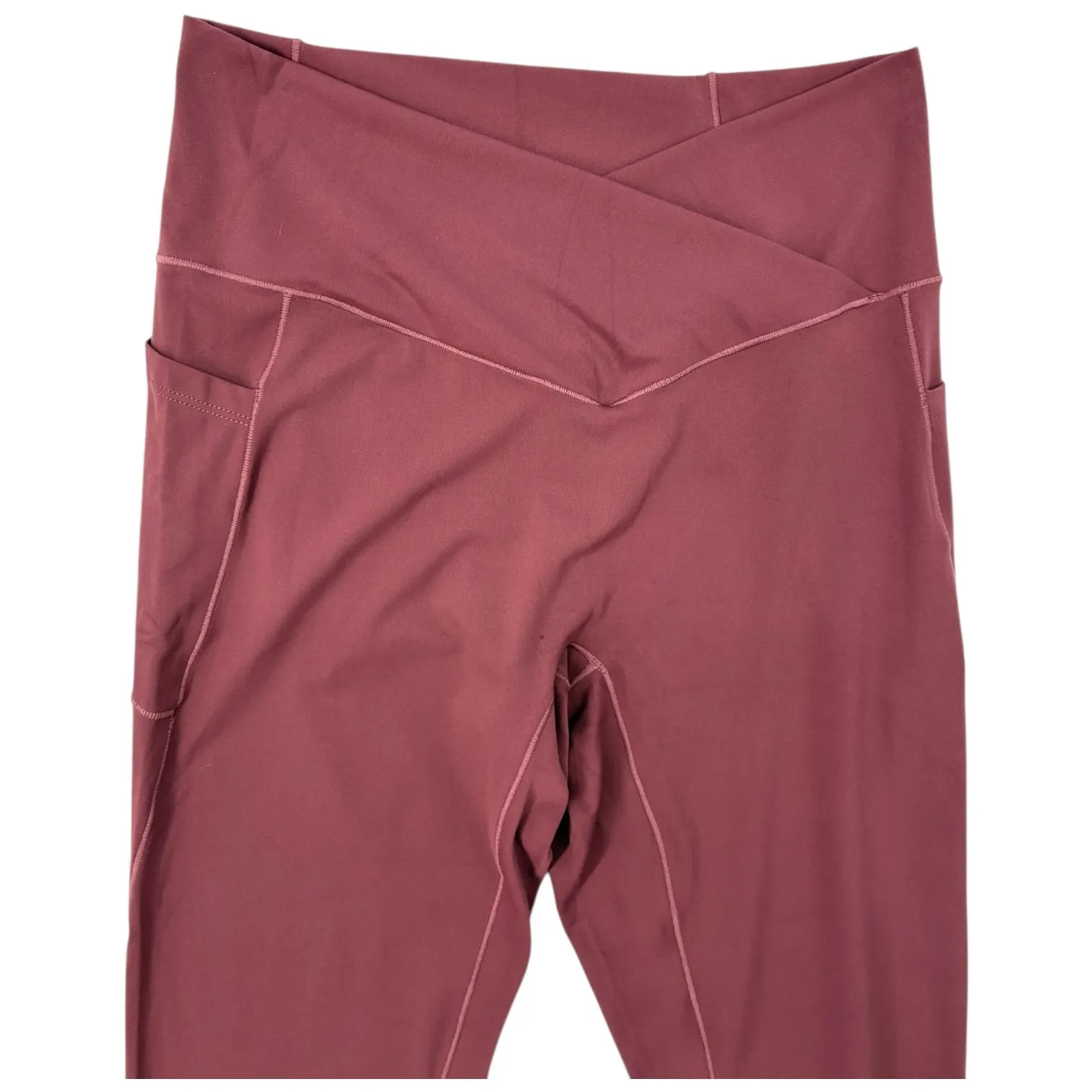 HALARA 78 Leggings V Waist Side Pockets Burgundy Size L - Image 4