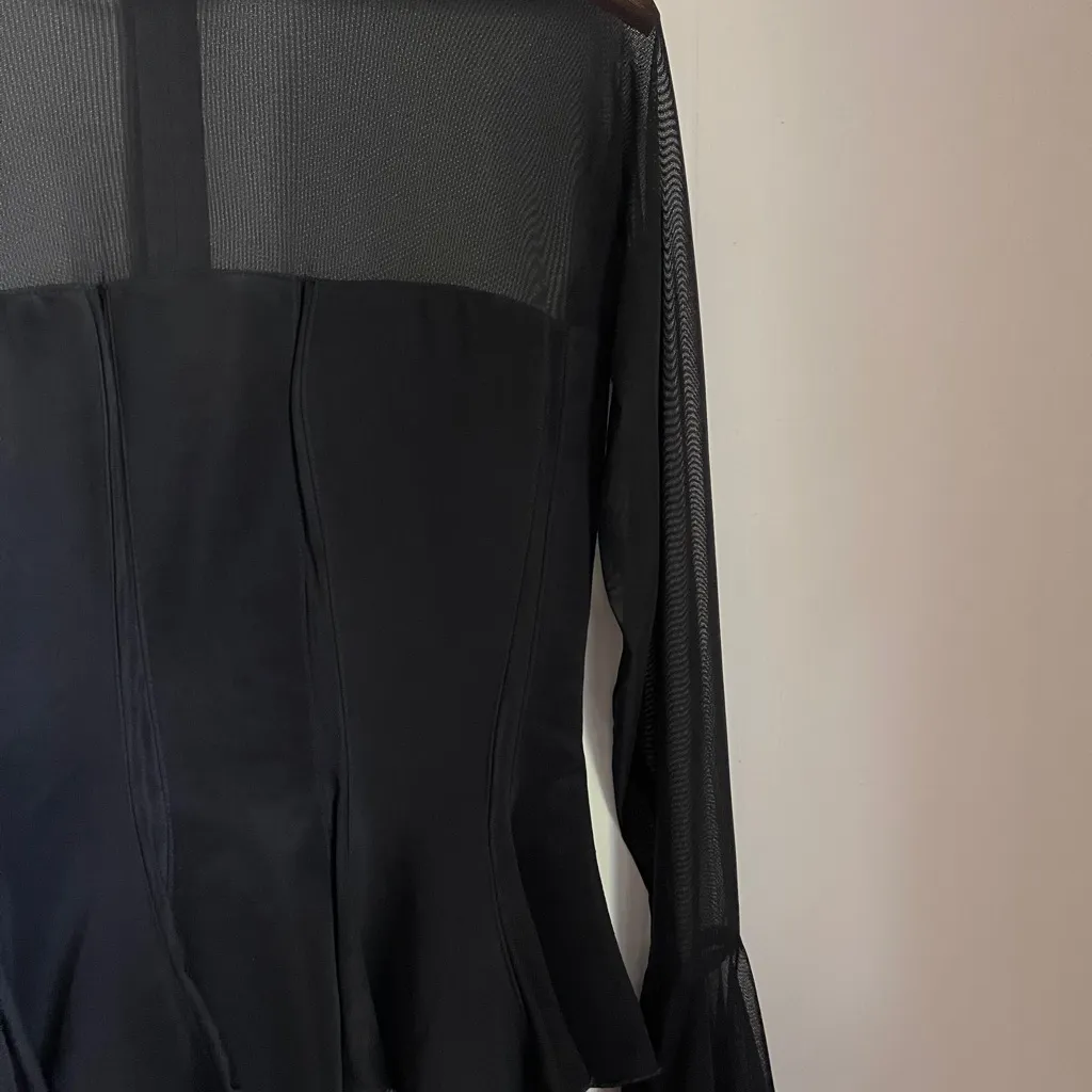 Joseph Ribkoff Vintage Bustier Top Dress Mesh 2-Piece Full Length Skirt Goth 90s - Image 9