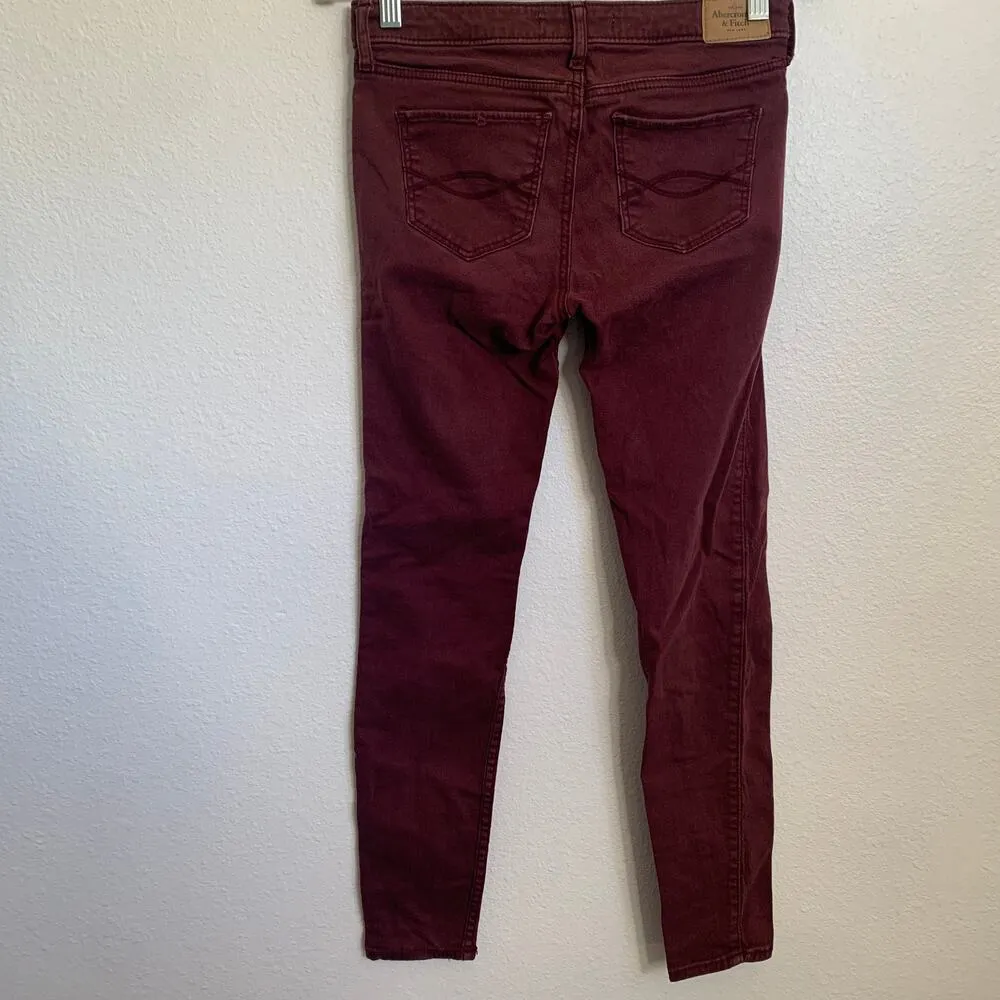 5/$25 Abercrombie & Fitch Skinny Jeans in Maroon - Image 2