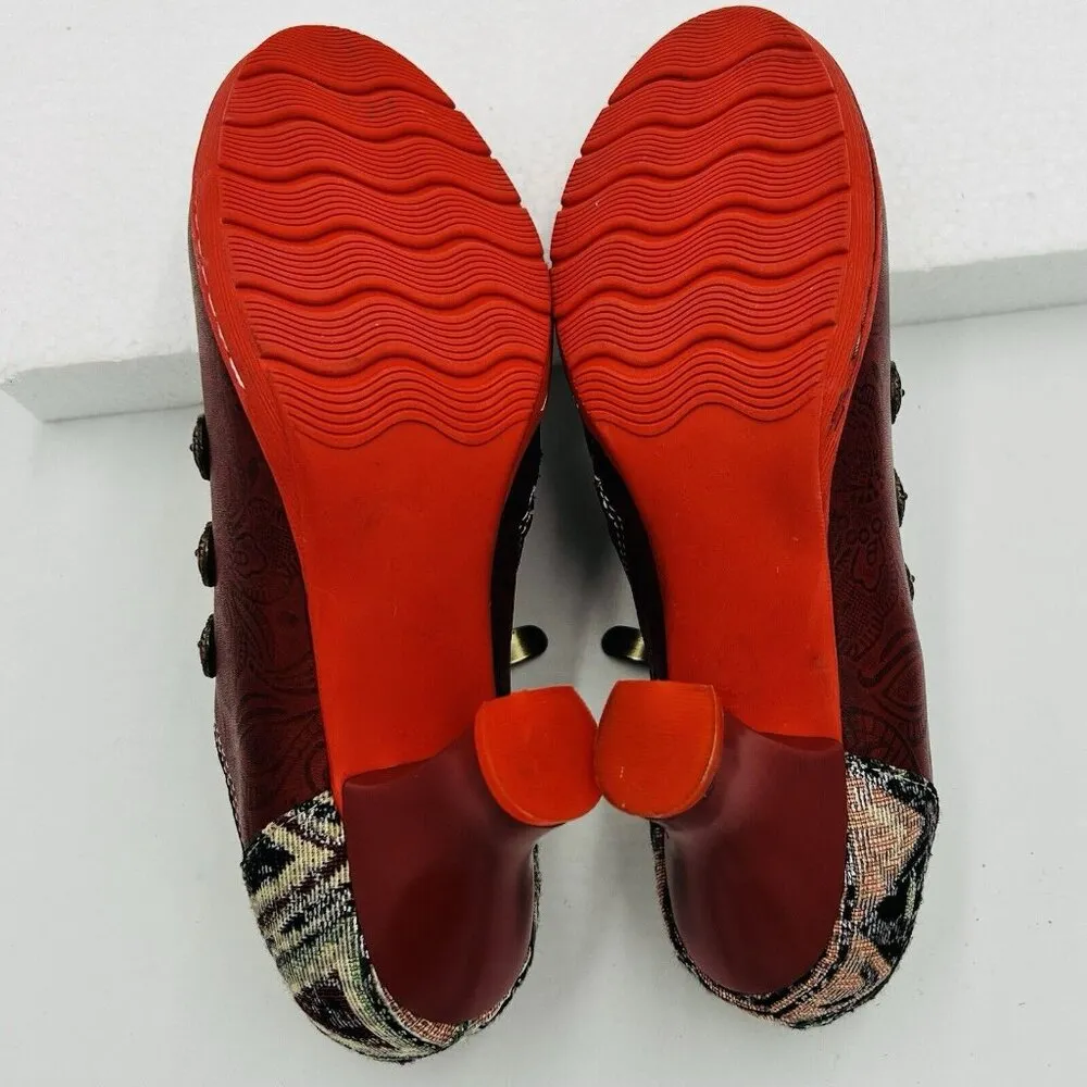 Socofy Size EU 38 US 7 Retro Classic Leather Tapestry Pump 2.5" Heels Shoes - Image 10