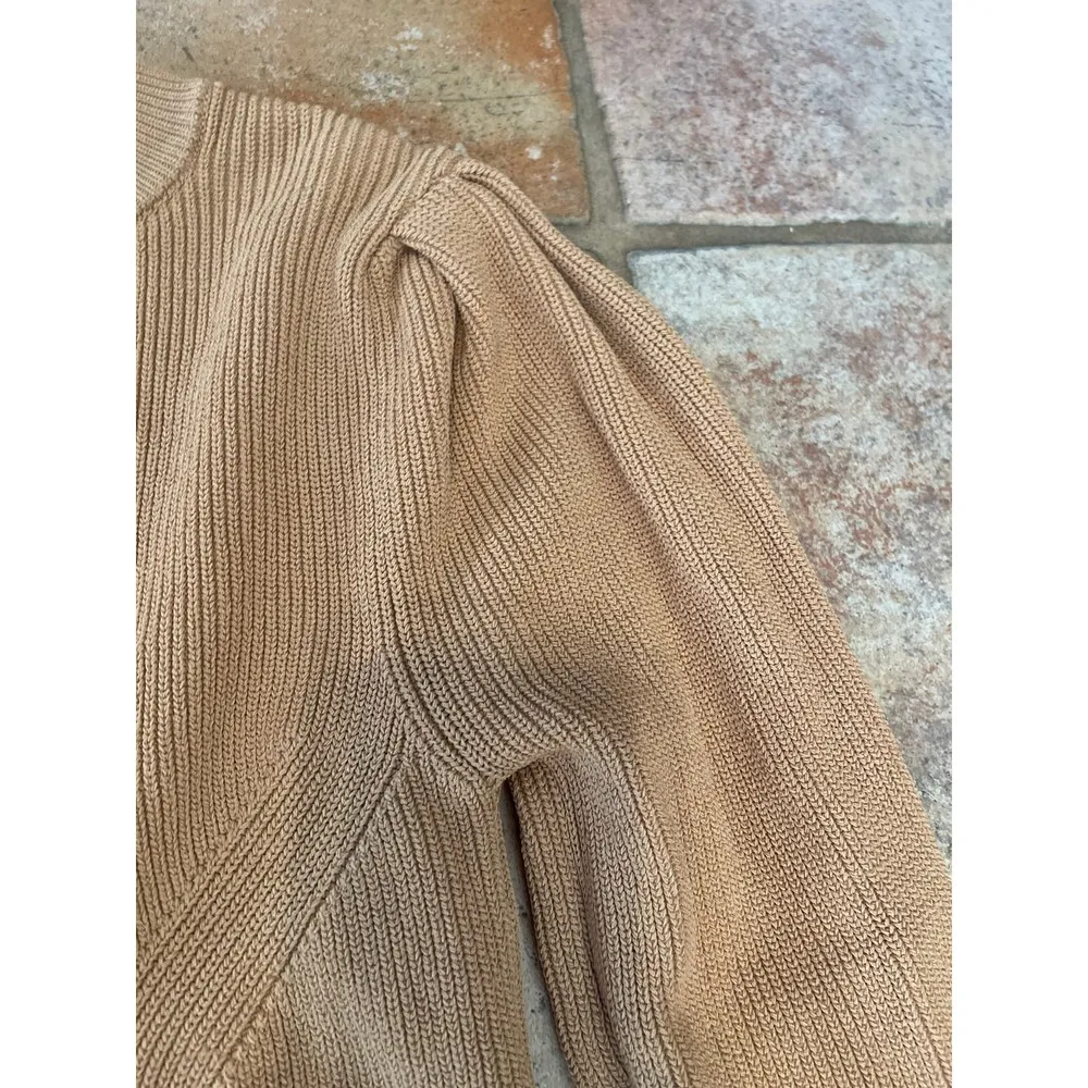 Zara poof shoulder sweater tan Medium - Image 2