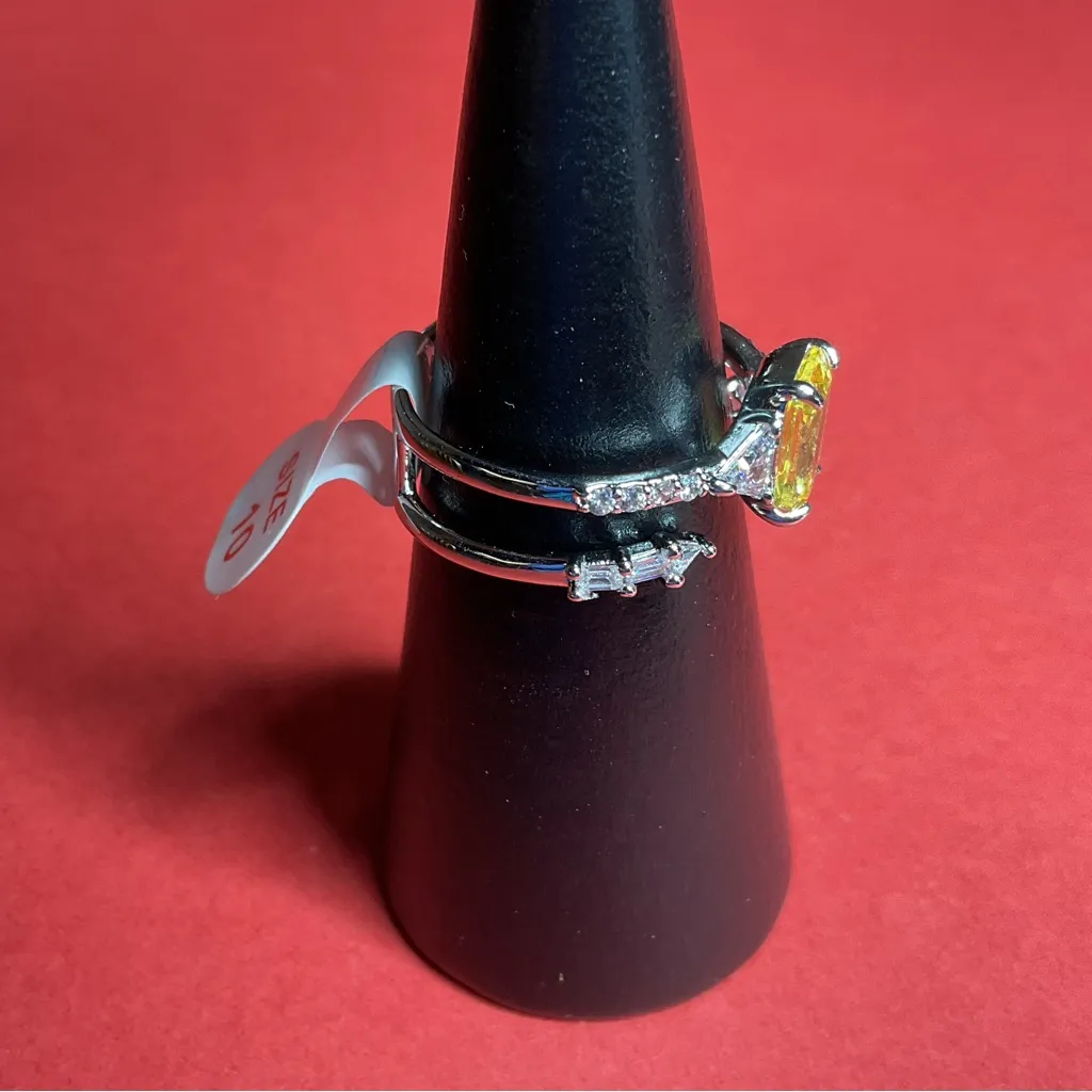 Bomb Party RBP5946 “It’s Just Us” Lemon Cubic Zirconia on Rhodium Sz 10 Ring NWT Silver - Image 2