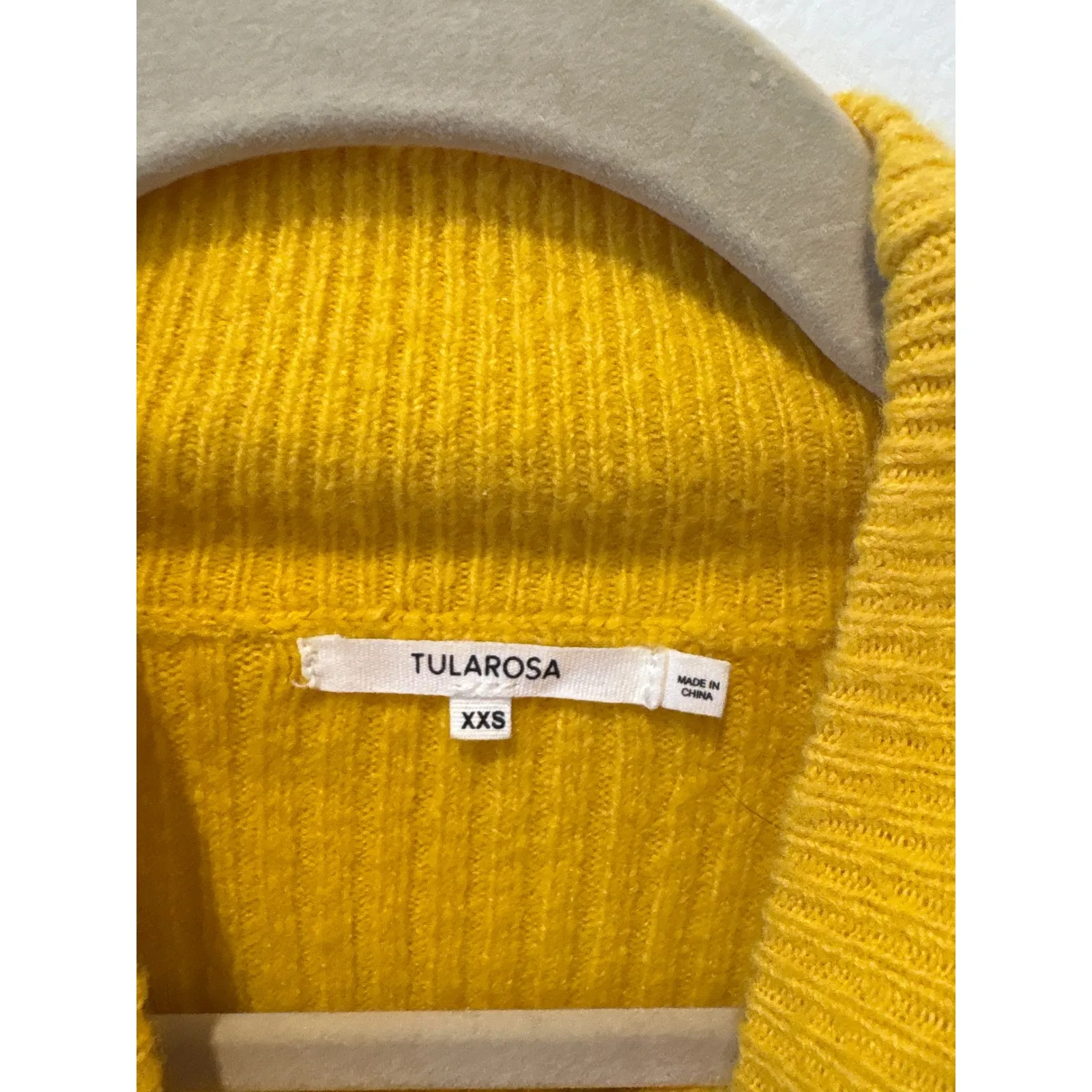 TULAROSA Mustard Yellow Mock Neck Ribbed Knit Sweater XXS - Image 2