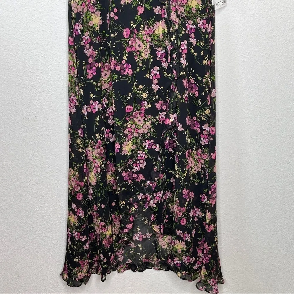 KENSIE FLORAL HI LOW RUFFLED HEM FIT & FLARE DRESS - Image 6