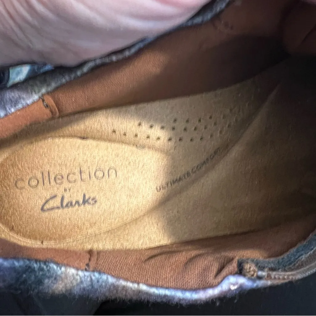 NEW Clarks Caroline Cove Slip-On Brown Leather Shoes Sneaker Zip Stretch 7.5M - Image 7