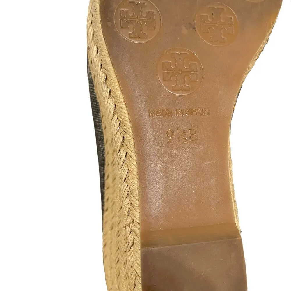 Filipa Pewter Linen Espadrille Wedges - Metallic Peep-Toe Heels - Image 7