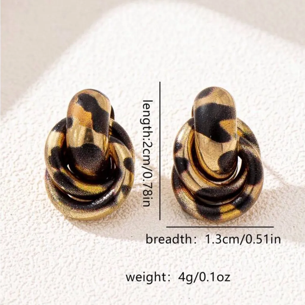 Leopard Gold and Black Knot Earrings - Image 6