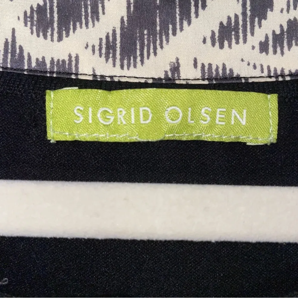 Sigrid Olsen S Cardigan Silk Blend Black Beaded Button Sweater - Image 3