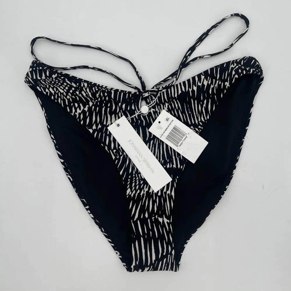 JONATHAN SIMKHAI Alani Bikini Swim Bottoms Size Medium NWT Abstract Fern B&W Black - Image 13