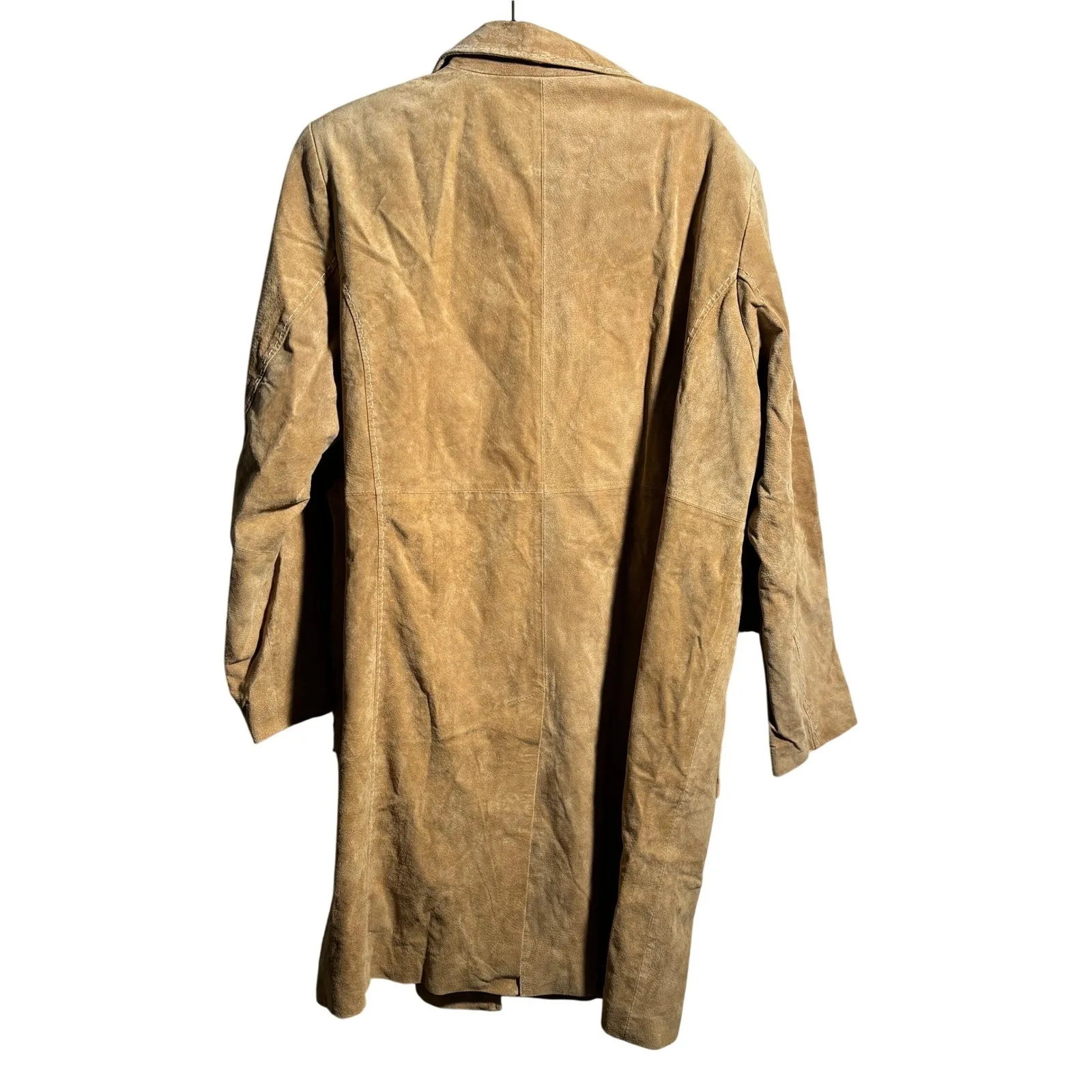 VTG Centigrade Leather Womens 1X Tan Suede Duster Jacket Blazer Trench Coat Boho - Image 2