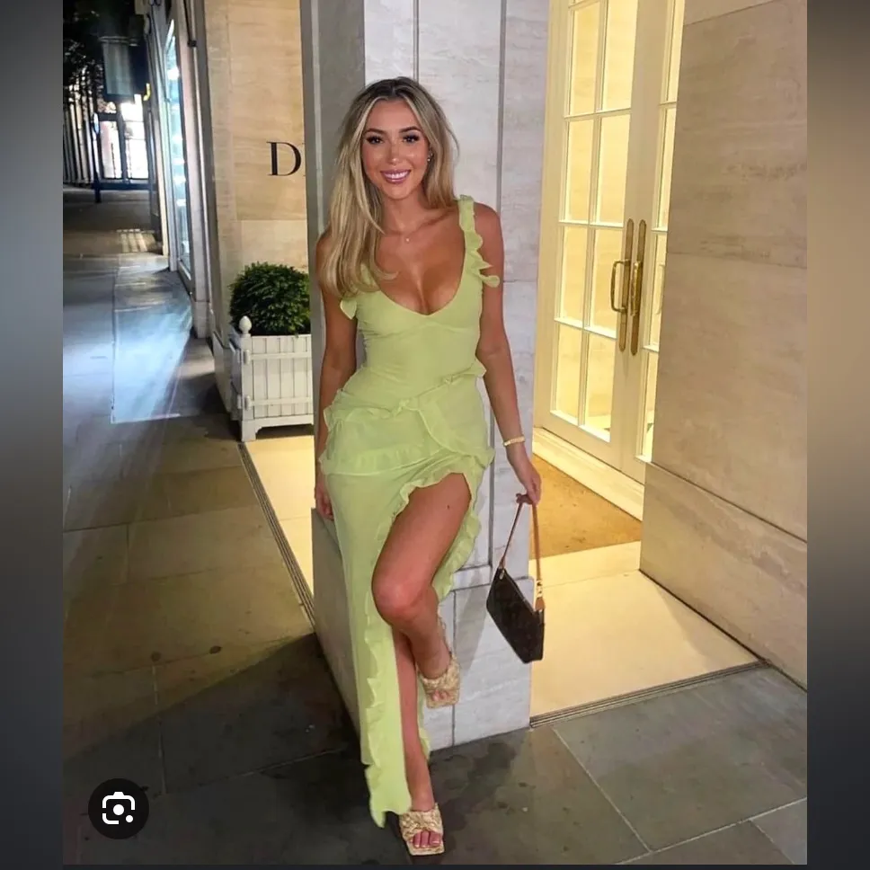 HOUSE OF‎ CB 'Pixie' Lime Ruffle Maxi Dress NWOT size XS - Image 3