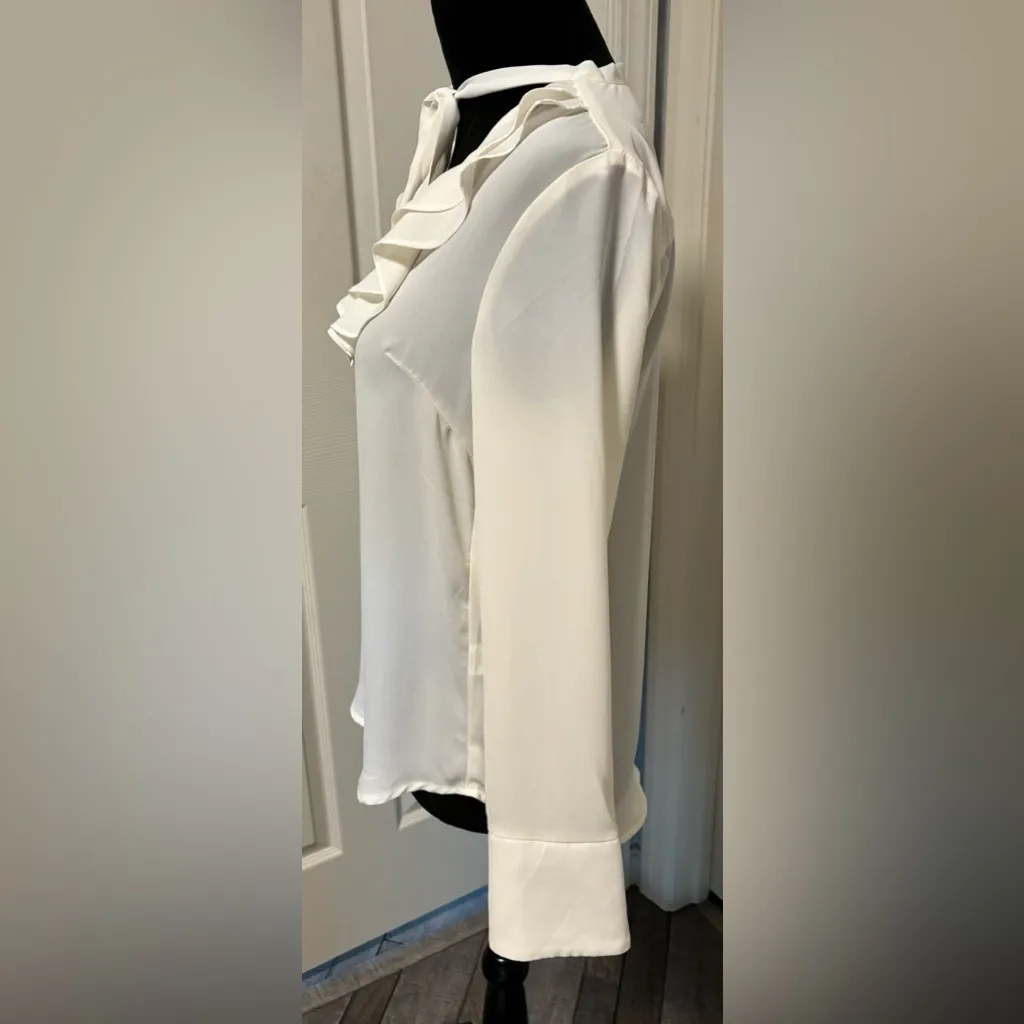 BLVD Ruffled Tie Neck Blouse - Image 4