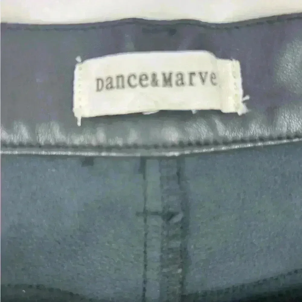 Dance & Marvel Women's Distressed Black Denim faux leather Mini Skirt Size M - Image 6