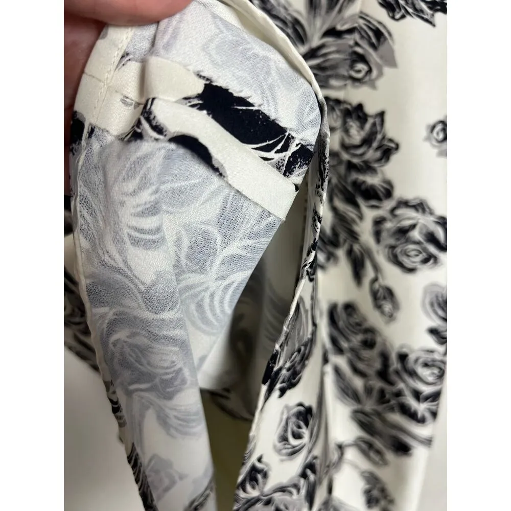 Laundry by Shelly Segal Black White Sequin Floral Silk Cocktail Dress Size 6 - Image 6