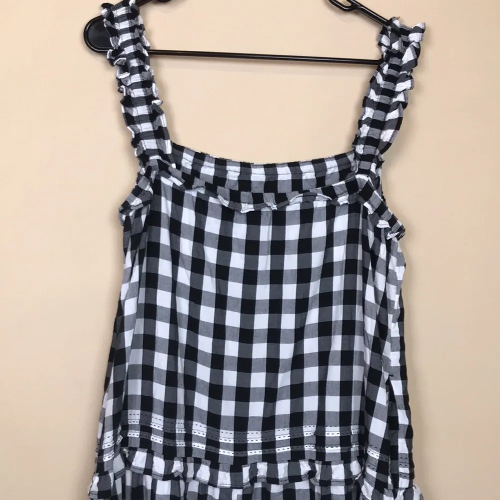 Old Navy Women’s Buffalo Check Plaid Black White Tiered Tank Maxi Dress - Image 7