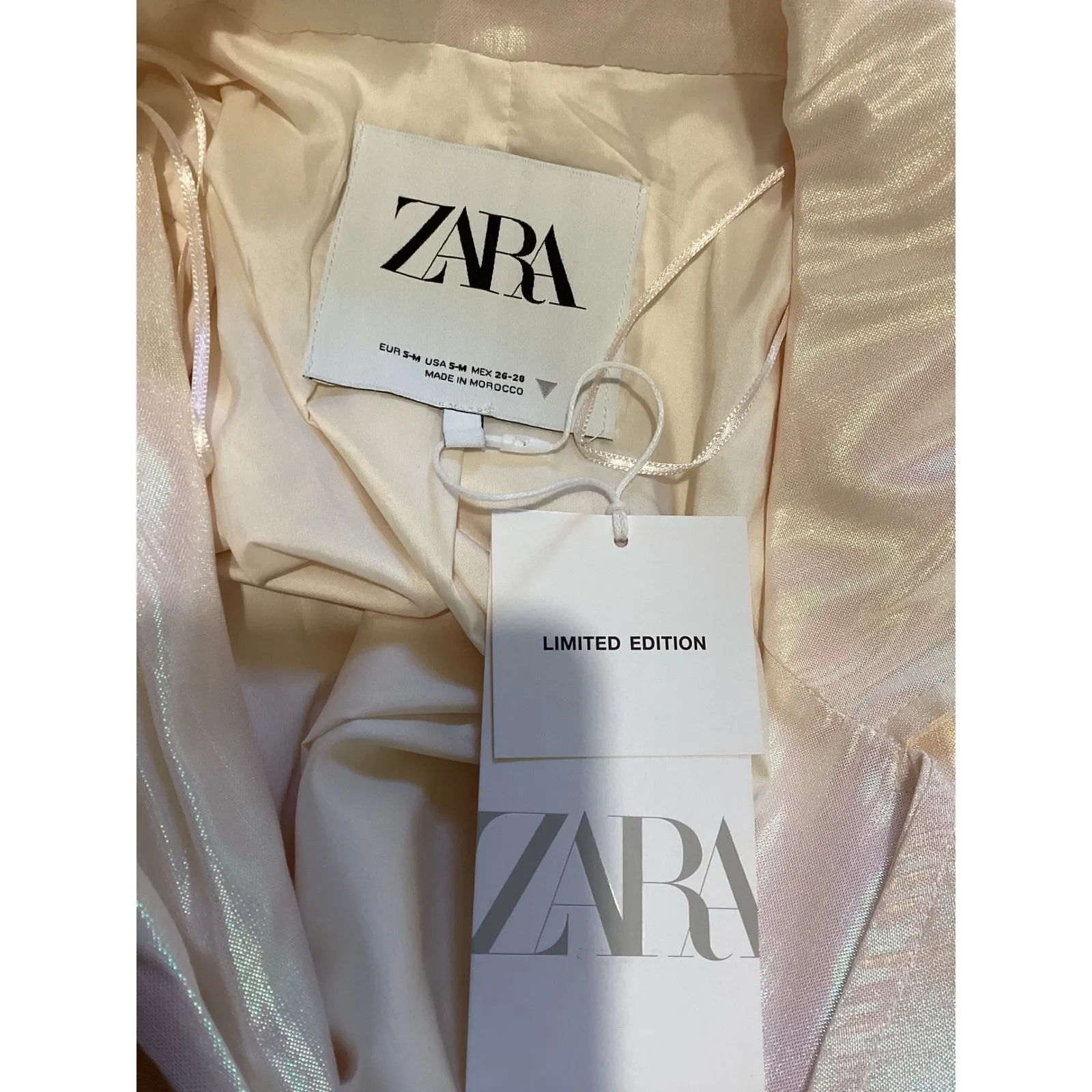 ZARA Limited Edition Iridescent Pearlescent Trench Coat Belted Sheer Midi S/M - Image 6