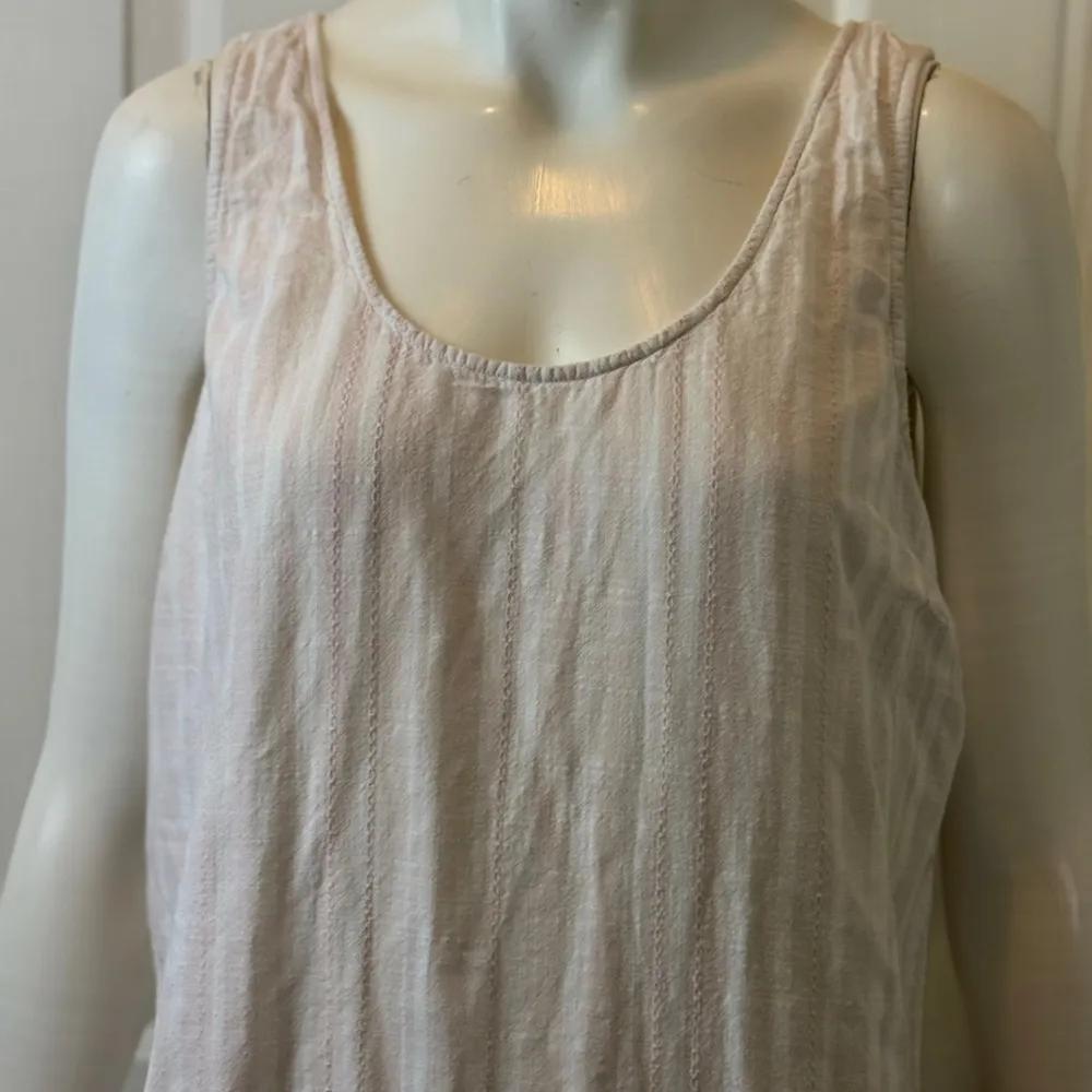 Cloth and Stone 100% Cotton Tie Back High Low Striped  Dress White/Pink S XL F18 - Image 6