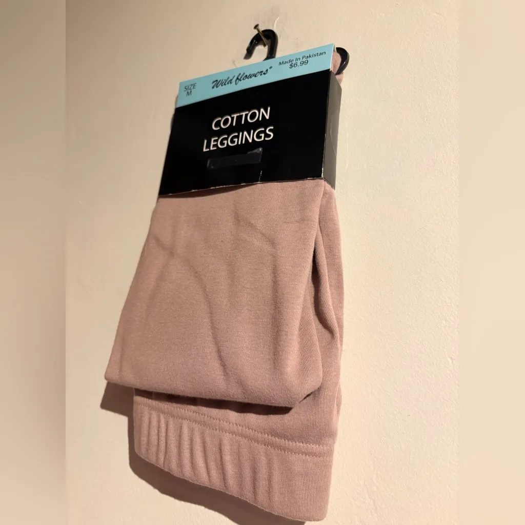 NWT cotton beige leggings Tan Size M - Image 2