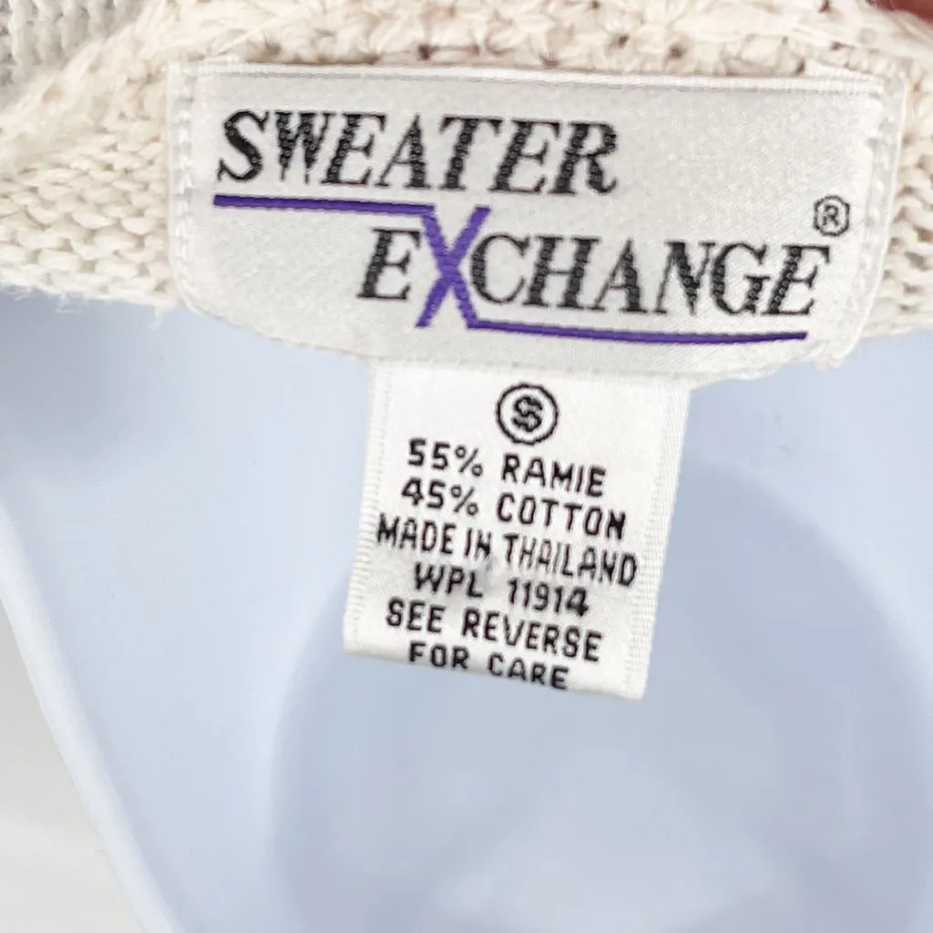 Vintage 1980s Floral Embroidered Scalloped Pearl Button Granny Cardigan Sweater - Image 11