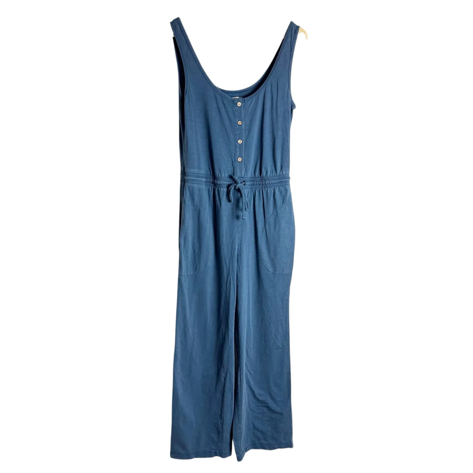 Faherty Terra Blue Drawstring Waist Sleeveless Scoop Neck Straight Jumpsuit M - Image 2