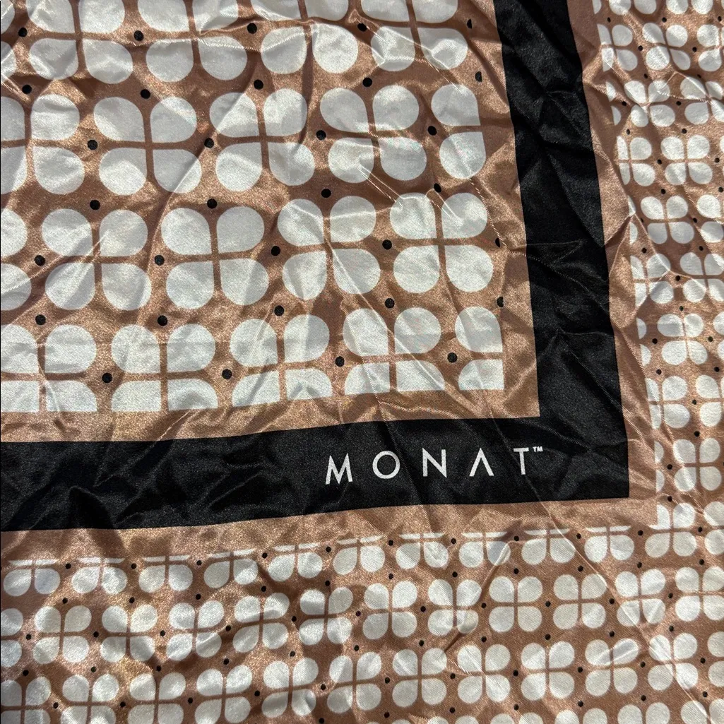 Monat Pink and Black Patterned Scarf 35”x35” - Image 2