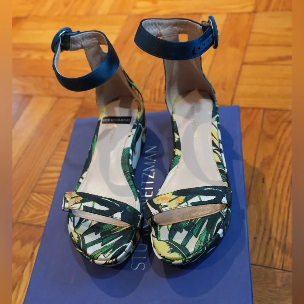 Stuart Weitzman Multicolor Botanic Jacquard Fabric Capri Ankle Strap Platform - Image 8