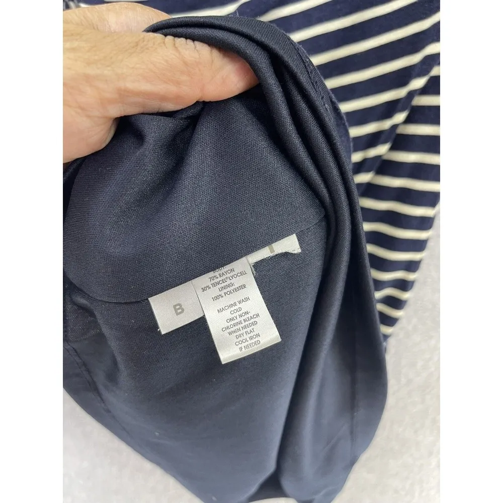 LOFT Ann Taylor Women's Pull On Dress Striped Sleeveless Size XS CowlNeck Blue - Image 10