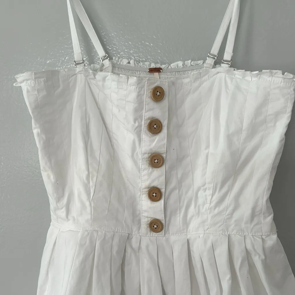 FREE PEOPLE LILAH PLEATED TUBE WHITE POPLIN MIDI DRESS Romantic Prairie Summer - Image 2