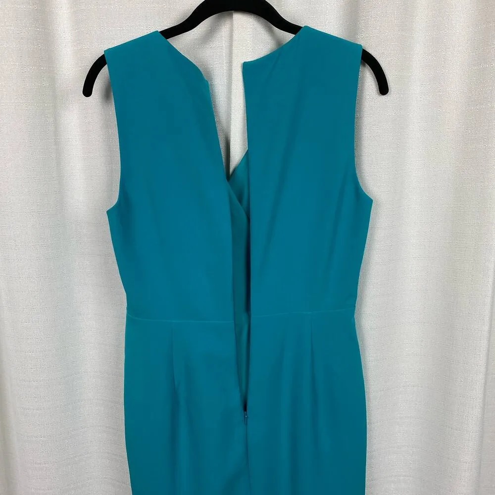 Black Halo Teal Nora V Neck Sleeveless Faux Wrap Sheath Dress Sz.6 NWT - Image 10